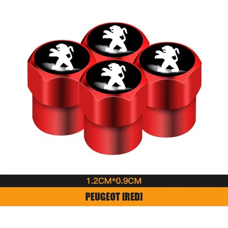 (B Rouge) 4 bouchons de valve de pneu en métal pour Peugeot 206, 207, 208, 307, 308, 3008, 407, 508, 5008, 2008, 106, 107, 205, 301 et 4008 (1/5)