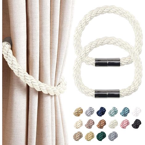 2 paquetes de sujetadores magnéticos para cortinas, de estilo moderno y sencillo, prácticos y decorativos para cortinas finas o gruesas en casa o en la oficina (blanco crema). (1/5)