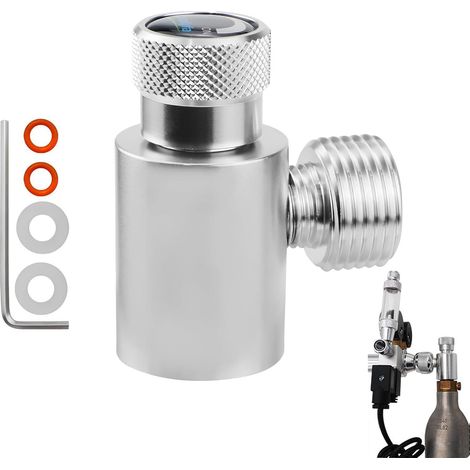 Adattatore per bombola di CO2, regolatore di pressione per bombola di CO2 da TR21.4 a W21.8, ricarica di CO2 per SodaStream, adattatore per bombola di ricarica di CO2, per kit connettore CO2 (argento)