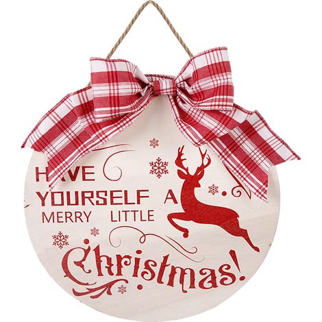 Panneau De Porte En Bois - Panneau De Bienvenue Noël - Décoration Murale Pour Intérieur Et Extérieur - 32 X 28 Cm - 1 Pièce (1/2)