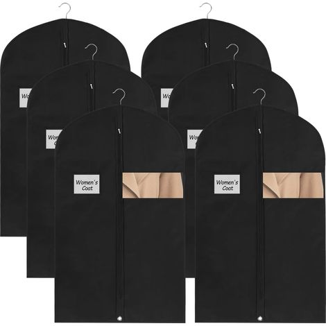 Juego de 6 fundas para ropa, fundas colgantes de 60x100 cm, fundas para trajes de hombre para guardar camisas, trajes, abrigos y ropa. (1/5)
