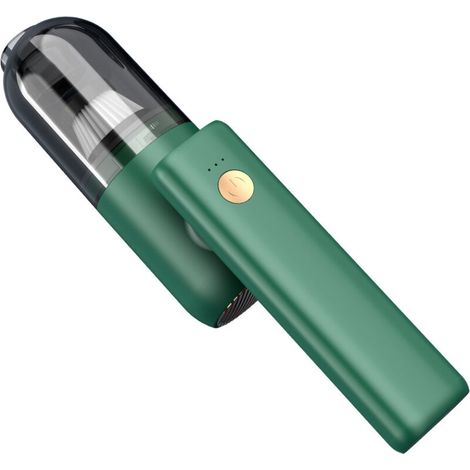 Aspirateur à main sans fil avec éclairage LED, mini pour voiture et maison, haute aspiration, vert – DELKEVIC