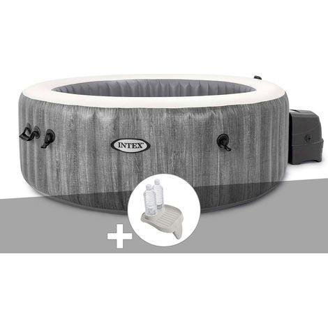 Kit spa gonflable Intex PureSpa Baltik rond Bulles 6 places + Porte-verre