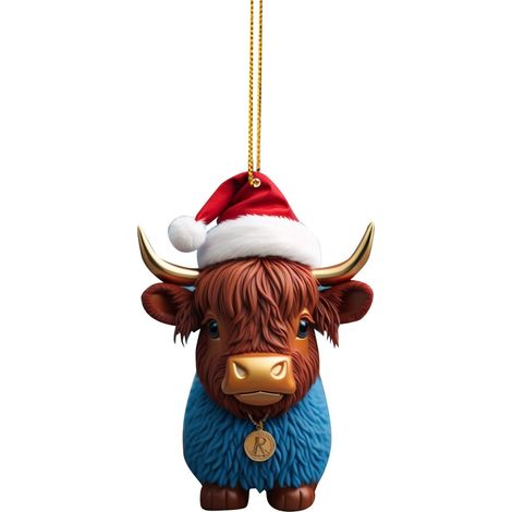 Décoration Arbre De Noël Vache Personnalisée - 8 cm - Acrylique - Pour Décoration Intérieure Extérieure Fêtes Familiales Et Célébrations - Lot De 1