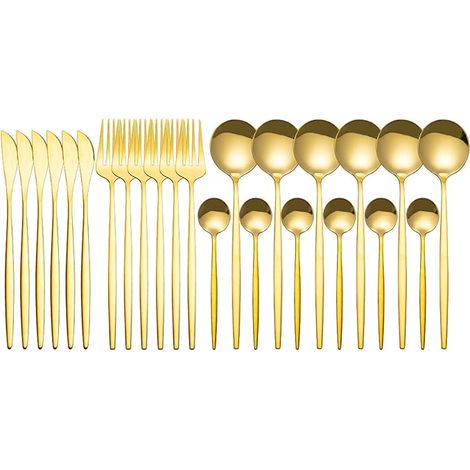 Ensemble de Couverts Acier Inoxydable Famille Or (1/5)