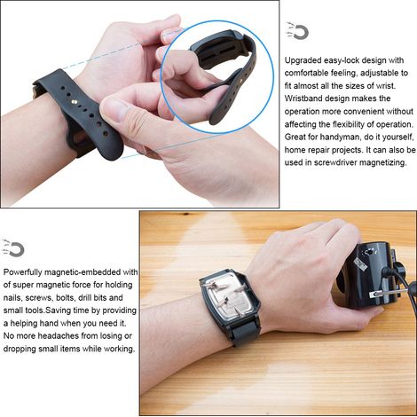 JAKEMY Magnetarmband zur Aufbewahrung von Schrauben, Nägeln, Bohrern, Bauteilen, Heimwerkerwerkzeug und anderen kleinen Gegenständen – ein praktisches Armband (1/5)