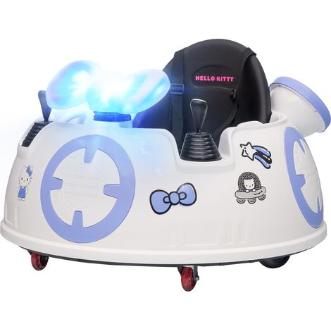 Hello Kitty Kids Ride on Bumper Car Remote Control, Two Joysticks, Music, Lights, Safety Belt, White (1/5)