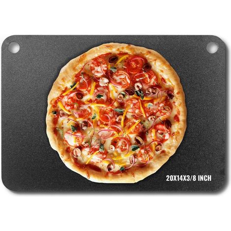 Cuisson Croustillante Plaque à Pizza Acier au Carbone Pré-assaisonnée 508x355x10 mm pour Four Barbecue Pain et Steak (1/5)