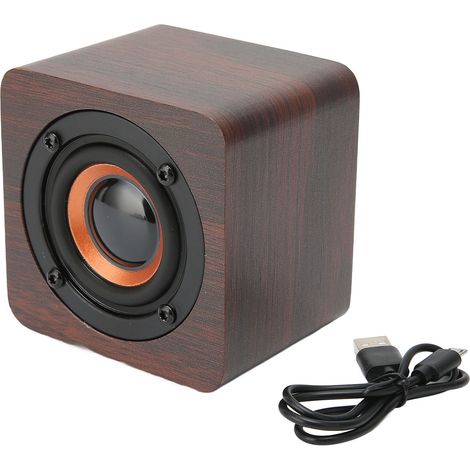 Enceinte Bluetooth rétro multifonction, haut-parleur sans fil en noyer pour maison, voyage et extérieur. (1/5)