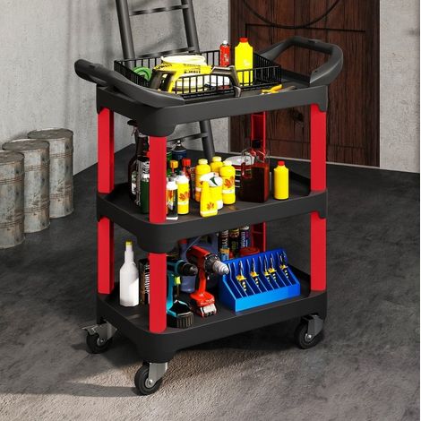 3-stufiger Werkzeugwagen mit Rollen und Griff, 81 x 43 x 96 cm, schwarz HAVRYA (1/5)