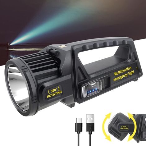 Rechargeable LED Floodlight with 350° Rotating Head, Powerful Outdoor Lighting, IPX6 Waterproof Solar Flashlight (As Seen on TV), Extra Large Size290125114mm (1/5)
