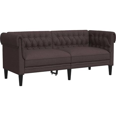 Sofá Chesterfield de 2 plazas tela marrón oscuro vidaXL
