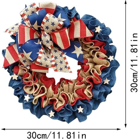 Couronne du 4 juillet, couronne patriotique, couronne de la fête de l'indépendance pour la décoration de porte d'entrée et de mur intérieur (1/5)