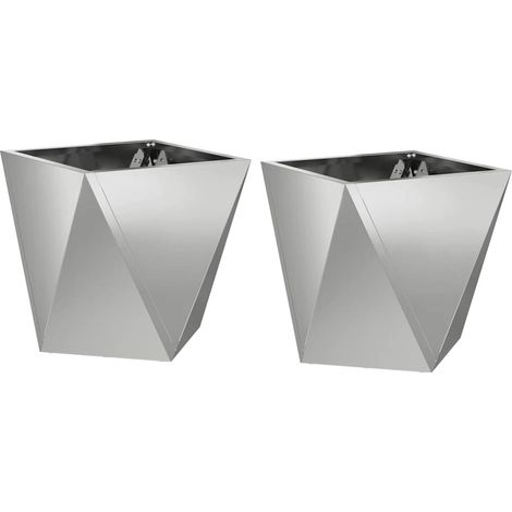 Planter 2 pcs Silver 30 x 30 x 30 cm Galvanised Steel vidaXL