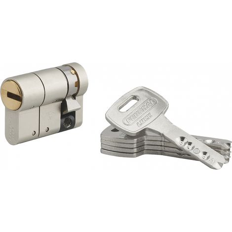 Mezzo Cilindro europeo Federal S - 30X10mm  nichel, anti-sfilamento, anti-perforazione, 5 chiavi reversibili - THIRARD