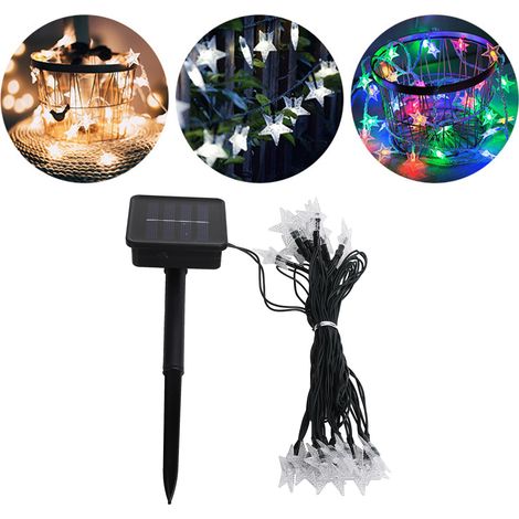 5 m lange LED-Solar-Lichterkette, 8 Beleuchtungsmodi, Sternform, warmweiß, ideal zur Dekoration Ihres Gartens oder für Partys. (1/5)