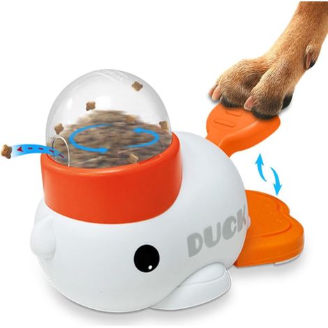 Distributore automatico di cibo per animali domestici (per cani e gatti) a forma di piccola anatra gialla transfrontaliera, giocattolo interattivo intelligente.