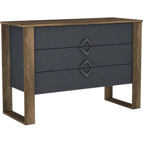 Cassettiera Jova, 3 Cassetti, Apertura Scorrevole, Chiusura Scorrevole, 110x45x76h cm Marrone Noce