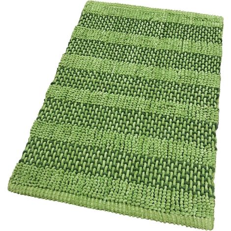 Tappeto Camera Scendiletto Bagno Cotone Intrecciato Tridimensionale Morbido Assorbente Verde - 60x120 Cm