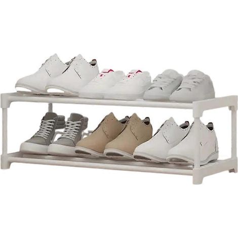 Étagère à chaussures sous le lit - Organisateur en métal robuste pour petits espaces, blanc (1/5)