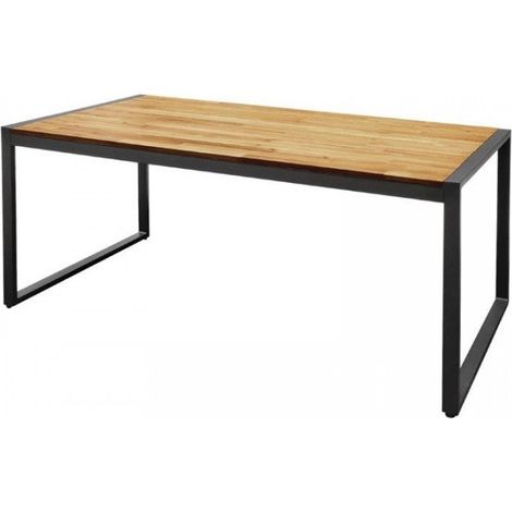 Table rectangulaire industrielle (L)1800 x (P)900 x (H)740 mm en acier et bois d'acacia, à assembler (1/5)