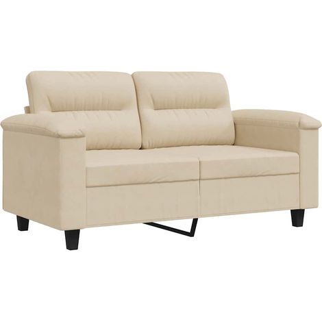 Canapé  Sofa à 2 places Crème 120 cm Tissu microfibre (1/5)