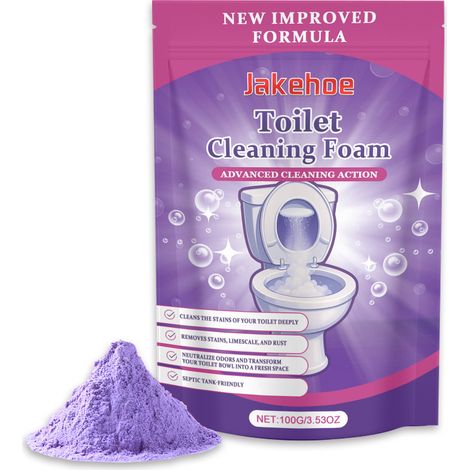 Poudre nettoyante pour toilettes JAKEHOE : élimine les odeurs et les taches jaunissantes, et protège l’émail. 100 g. (1/5)