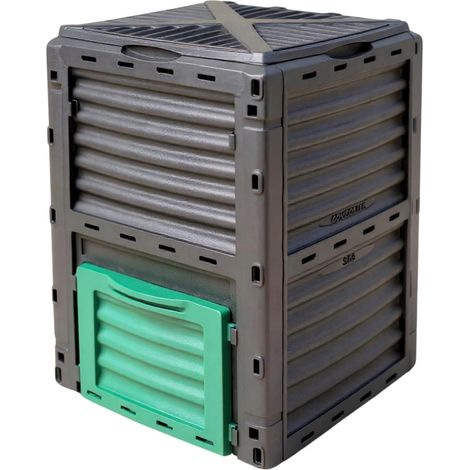 Composteur de Jardin 300L Noir Polypropylène Résistant UV Trappe Accès Facile pour Déchets Organiques (1/5)