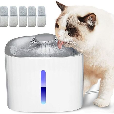 Fuente de agua para gatos con 4 filtros de carbón activado, fuente de agua para perros con indicador LED de nivel de agua, fuente para mascotas de 3 litros.