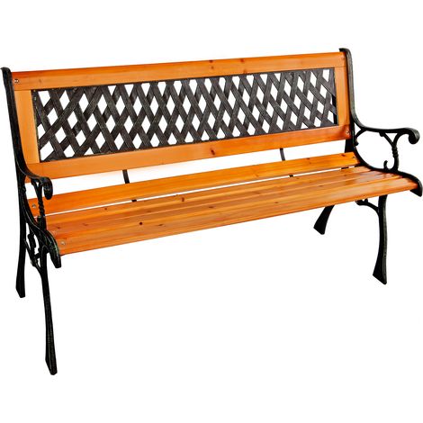 Gartenbank aus Metall/Holz/Hartkunststoffeinsatz Natur/Schwarz-MMC4365 (1/2)