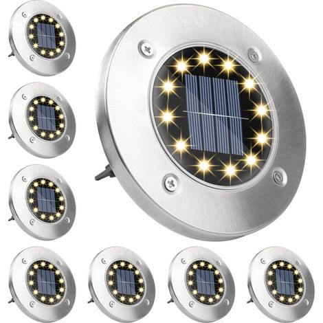 8-Pack Solar Garden Lights with 12 LEDs, In-Ground Spotlights, Decorative Outdoor Lighting (1/5)
