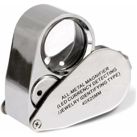 QORVA-Loupe de bijoutier 40x loupe pliante pour les yeux de bijoux avec lumière LED éclairée (détection de devise par LED / bijoutiers identifiant le type Lupe) (1/5)
