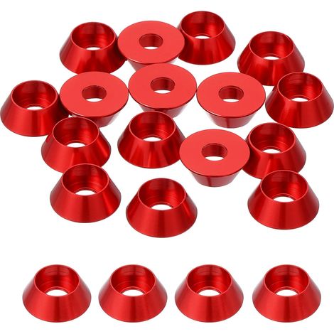 20 Pièces Rondelles à Tête Fraisée, Rondelles de Tasse M4 x 12 mm, Rondelle Fraisée, Rondelle Boulon En Aluminium Pour vis à tête, tige filetée, Accessoires Mécaniques, Rouge (1/5)