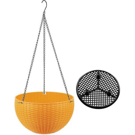 Pot de fleurs rond en plastique suspendu avec chaîne, décoration pour la maison, le jardin ou le balcon (1/5)