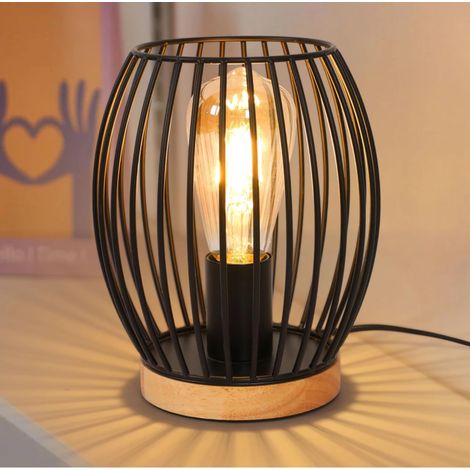 Lampe de Table de Chevet pour Salon de Chambre, Noir Cage Métal Moderne E27 Petite Lumière Décorative Intérieur (Ampoule Non Incluse) (1/5)