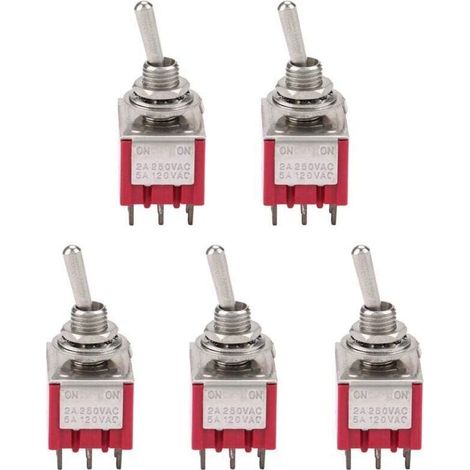 Ulisem5Pcs 3PDT 9 pin 6mm 2A/250VAC 5A/120VAC ON-ON 2 posizioni interruttore a levetta (1/4)