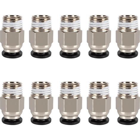 Connettore PC4-M10, connettore pneumatico PC4-M10, raccordo pneumatico per tubi in PTFE, connettore pneumatico dritto PC4-M10, connettore per tubo dritto pneumatico PC4-M10 per stampante 3D, 10 pezzi (1/5)