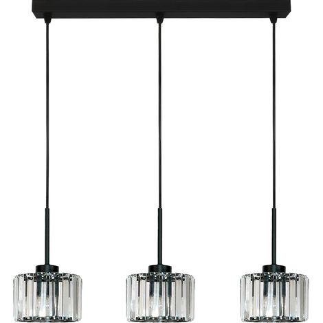 Lampada a sospensione nera con paralume in vetro Omena 14-954