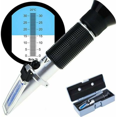 Kaelt - Réfractomètre Sucre Réfractomètre de Contenu de Sucre, Poche Brix Mètre Instrument de Mesure pour Fruits, Légumes, etc. Très Pratique, Sucre contenu Mètre Avec ATC Automatic Temperature Compen (1/5)
