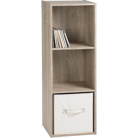 Calicosy – Bibliothèque étagère de rangement 3 cases – Dimensions L 31,7 x P 29,5 x H 92,5 cm – Panneaux de particules – Style contemporain