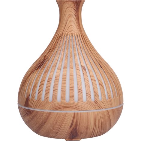 Humidificateur de bureau 400 ml aspect bois avec télécommande LED couleur et diffuseur d'arômes électrique (prise 100-240 V). (1/5)