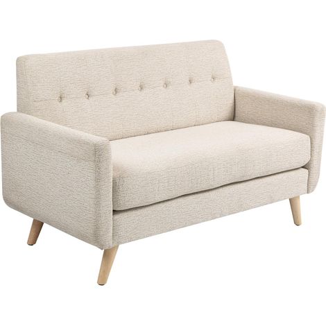 Küchensofa 2 Sitzer, 134B x 71T x 82H cm, mit dickem Sitz- und Rückenkissen, Federkern, Holzbeine, Anti-Rutsch-Füße, Samtoptik, Beige