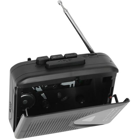 Lecteur de Cassette Stéréo Rétro Portable, 2 Méthodes de Recharge, Haut-parleur Clair pour Intérieur et Extérieur, Noir (1/5)