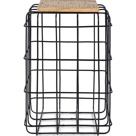 Tavolino "Trellis" struttura in acciaio piano in legno di mango per arredamento -110 x h 35 cm (1/4)