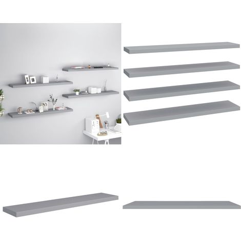 Étagères murales flottantes 4 pcs gris 120x23,5x3,8 cm MDF - Étagères Murales - Étagères Flottantes - Décoration Murale - Rangement Mural - Meubles Déco - Home & Living