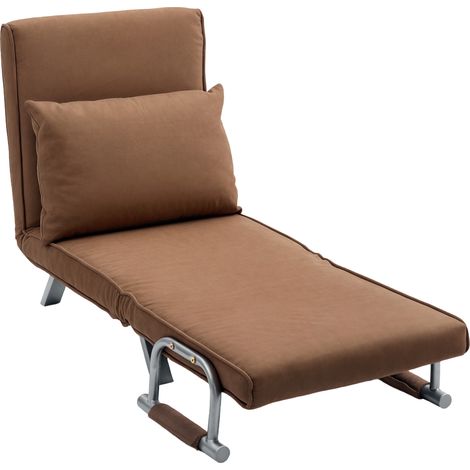 Canapé-lit 2 en 1, pliable, avec dossier réglable et coussin, pour salon/chambre, 65 x 69 x 80 cm, marron (1/5)