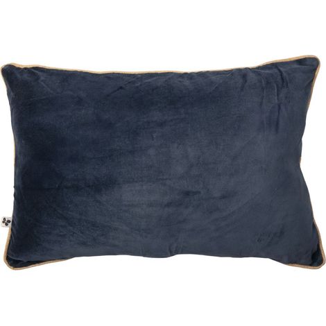 Coussin Déhoussable 40x60cm Velours de Coton Coloris Bleu nuit - HARRIS (1/3)