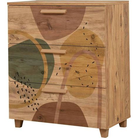 Dmora - Cassettiera Dacia, Settimino multiuso, Comò camera da letto, Mobile con cassetti, 80x43h95 cm, Quercia