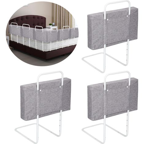 TolleTour Set da 3 sponda letto bambini 50 cm, protezione anticaduta regolabile, lino (1/5)