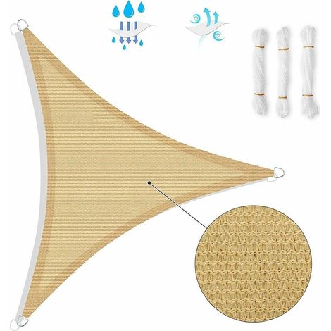 Tenda a vela telo triangolare ombreggiante per arredo esterno giardino mare dimensione disponibile: 3,6 x 3,6 x 3,6 metri colore: ecru (1/5)